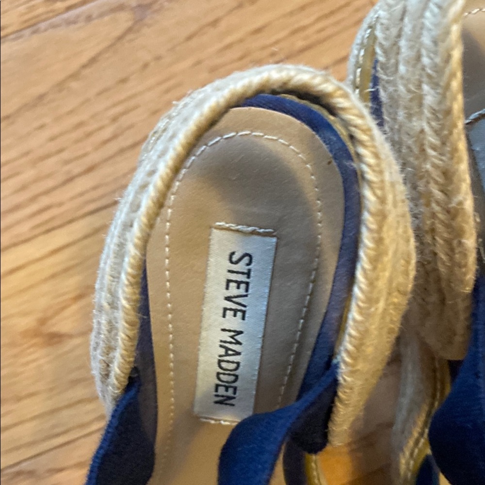 Steve Madden Navy Espadrille Wedge Sandals - Picture 6 of 9